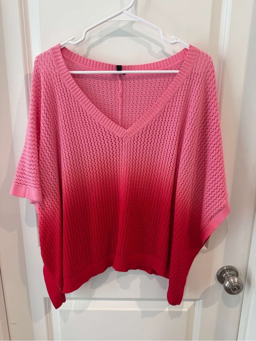 Talbots Ombre V-Neck Open-Knit Poncho Top Size M/L